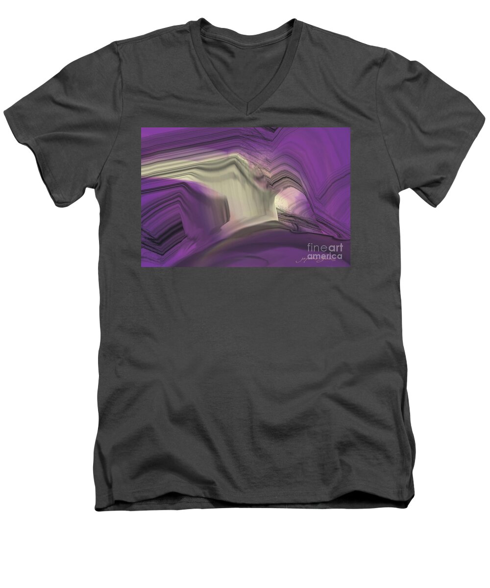 Abstract Men's V-Neck T-Shirt featuring the digital art Crystal Journey by Jacqueline Shuler