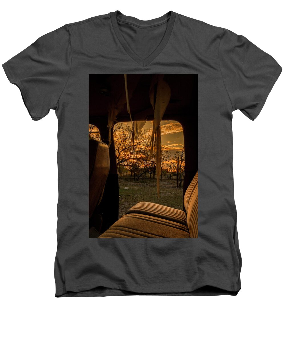 Photo Men's V-Neck T-Shirt featuring the photograph Door way to a Texas sunrise by Jason Hughes
