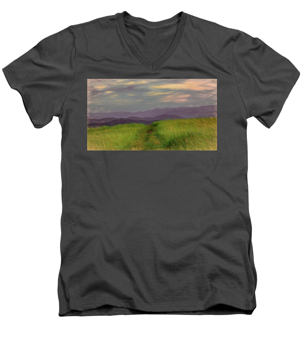 Appalachian Trail Men's V-Neck T-Shirt featuring the photograph Dusk Along the Appalachian Trail by Marcy Wielfaert