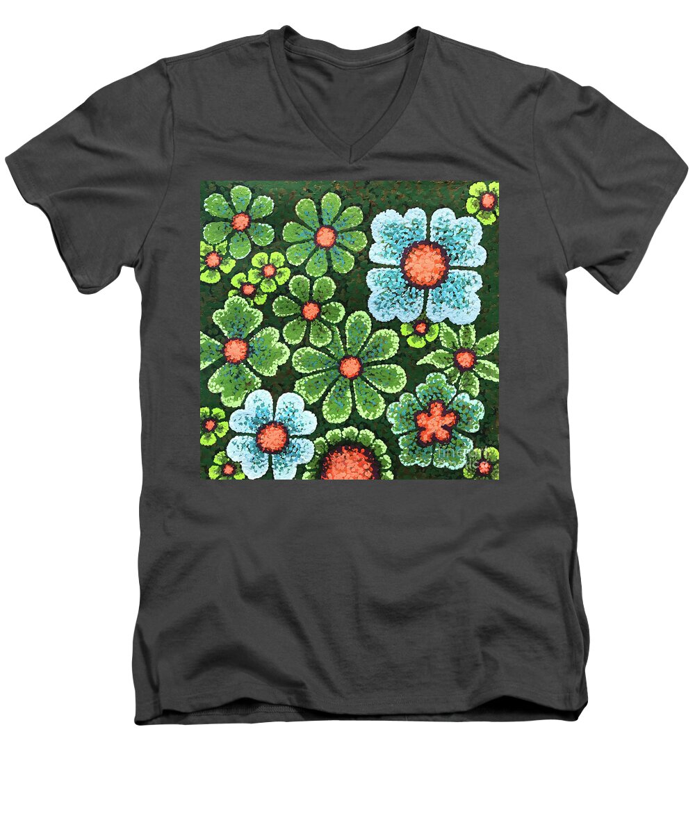 Floral Men's V-Neck T-Shirt featuring the painting Efflorescent 10 by Amy E Fraser