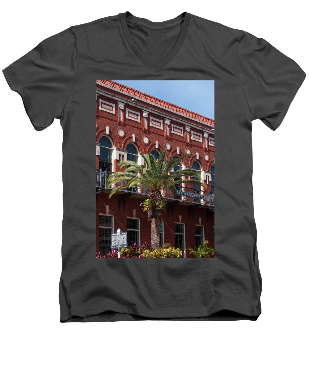 El Centro Espanol Men's V-Neck T-Shirt featuring the photograph El Centro Espanol de Tampa by Paul Rebmann