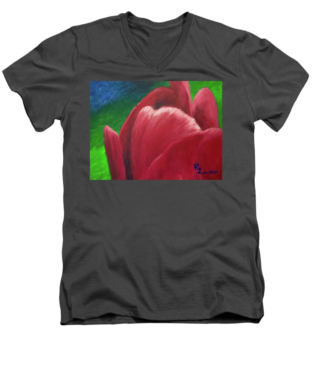 Flower Men's V-Neck T-Shirt featuring the painting Emboldened by Renee Logan