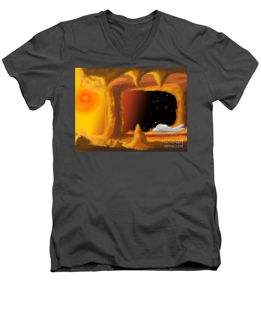 Futuristic Men's V-Neck T-Shirt featuring the digital art Feeling The Heat by Gary F Richards