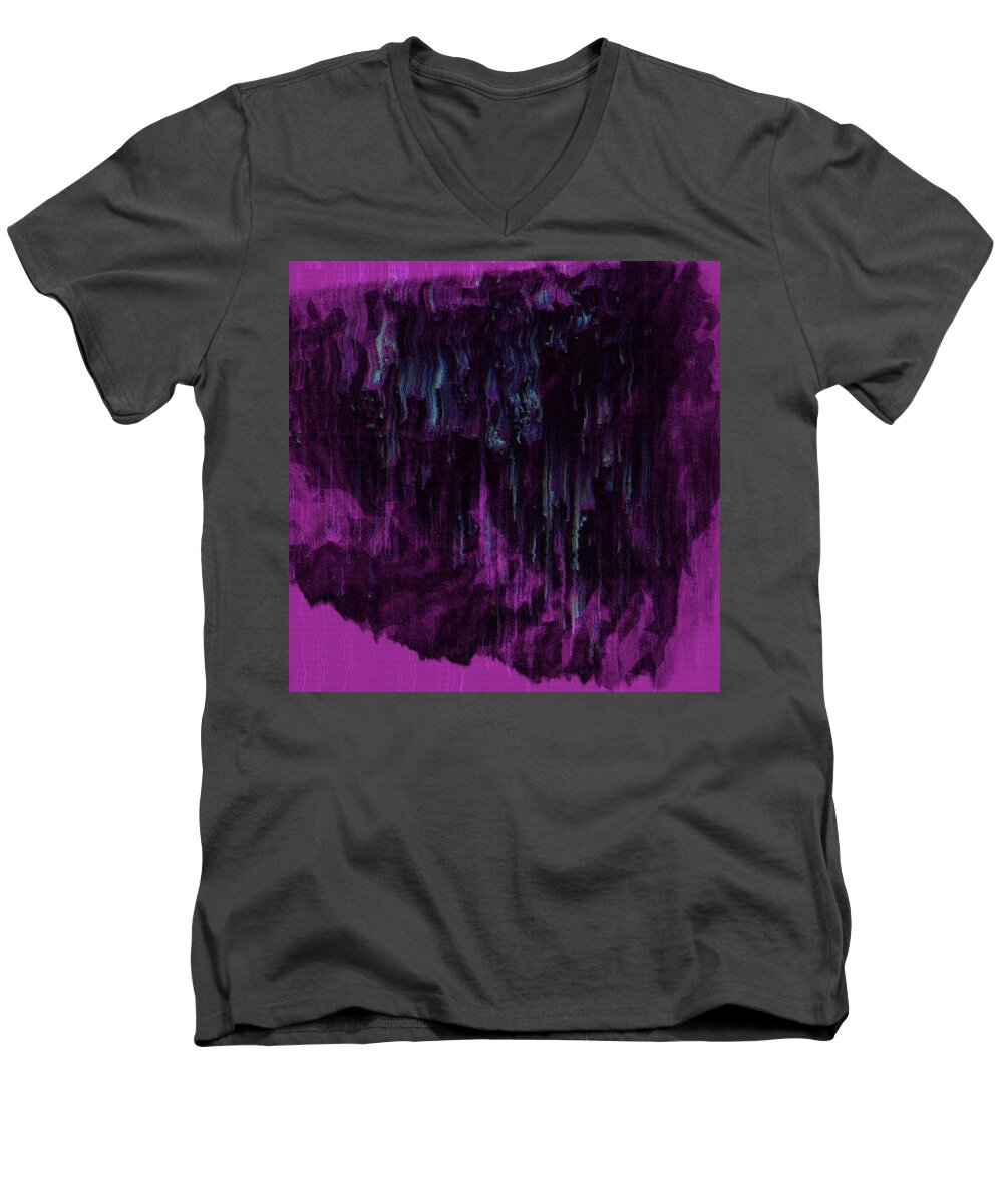 Glitch Men's V-Neck T-Shirt featuring the digital art Fever Dream by Jennifer Walsh