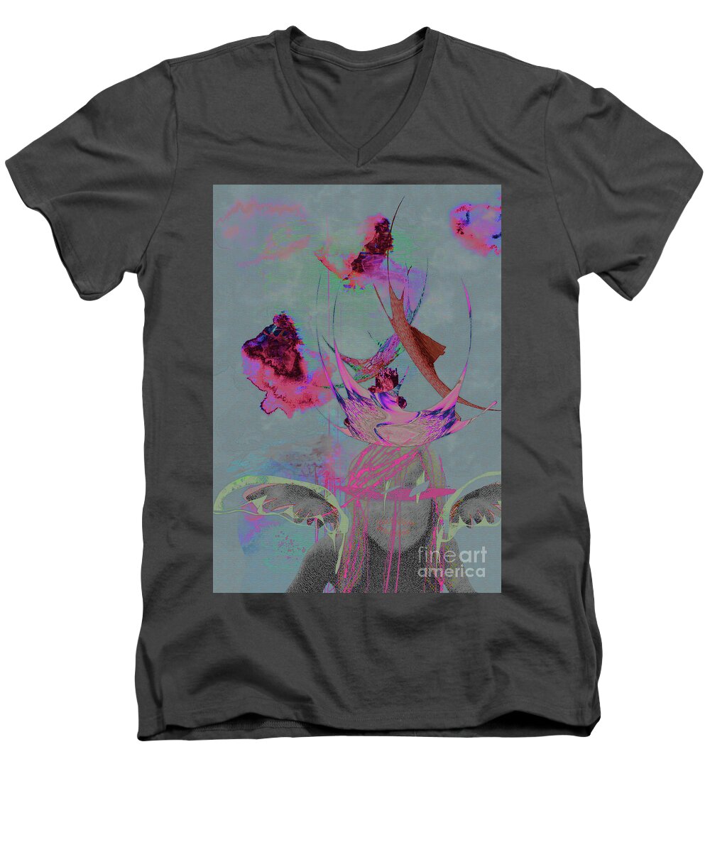 Landscape Men's V-Neck T-Shirt featuring the digital art Flames of Tomorrow by Alexandra Vusir