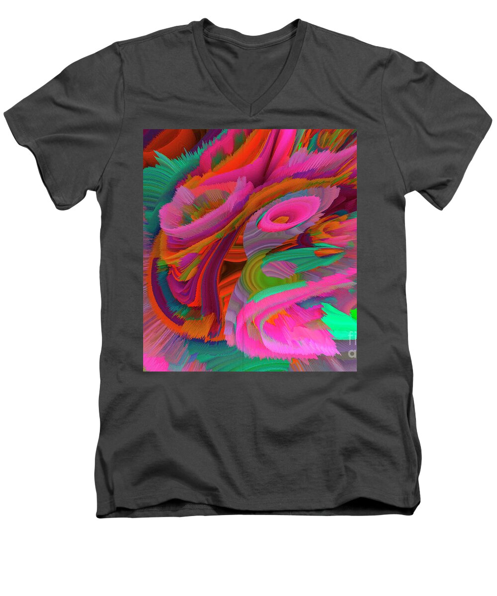 Art Men's V-Neck T-Shirt featuring the mixed media Flowers of my dreams 1 by Elena Gantchikova