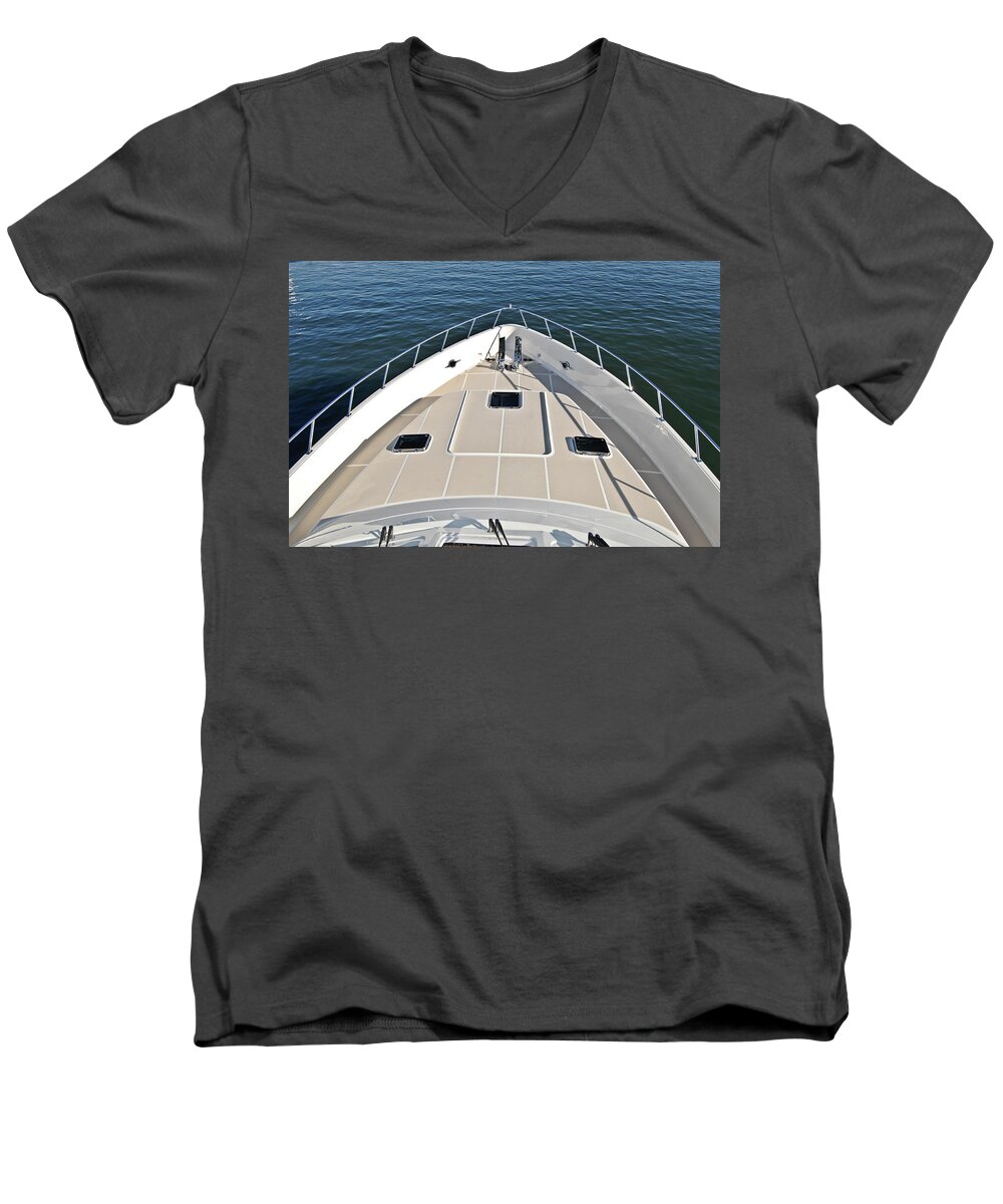 Yacht Men's V-Neck T-Shirt featuring the photograph Fore Deck by David Shuler