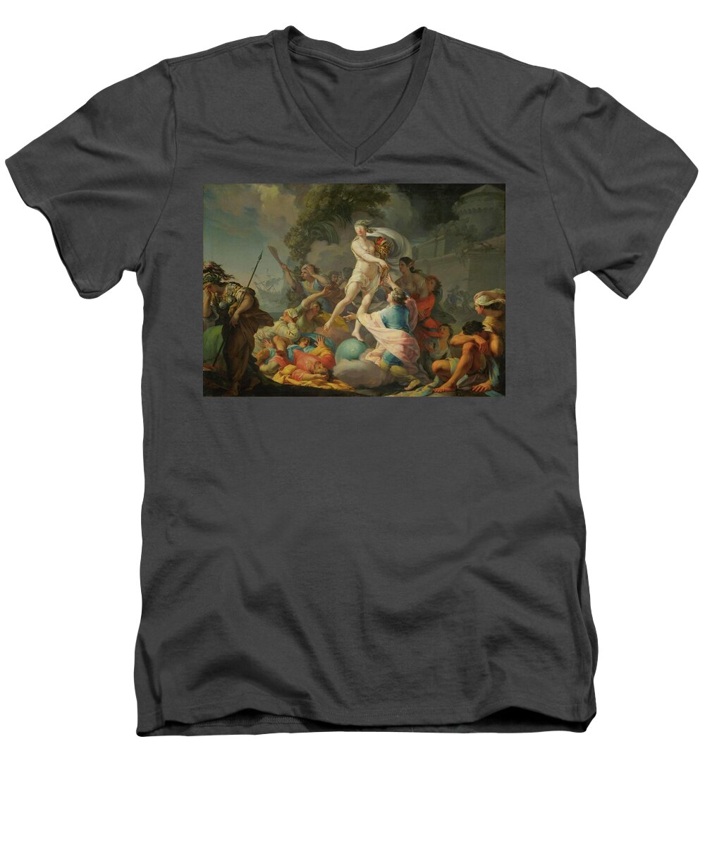 Tadeusz Kuntze-konicz Men's V-Neck T-Shirt featuring the painting Fortuna. Oil on canvas -1754- 114 x 163 cm Inv. MNW 43285. by Tadeusz Kuntze-Konicz