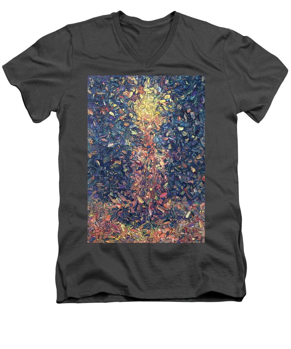 Candle Men's V-Neck T-Shirt featuring the painting Fragmented Flame by James W Johnson