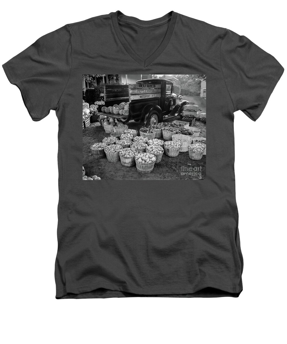  Men's V-Neck T-Shirt featuring the photograph Fruit and Vegetable Truck by Tom Brickhouse