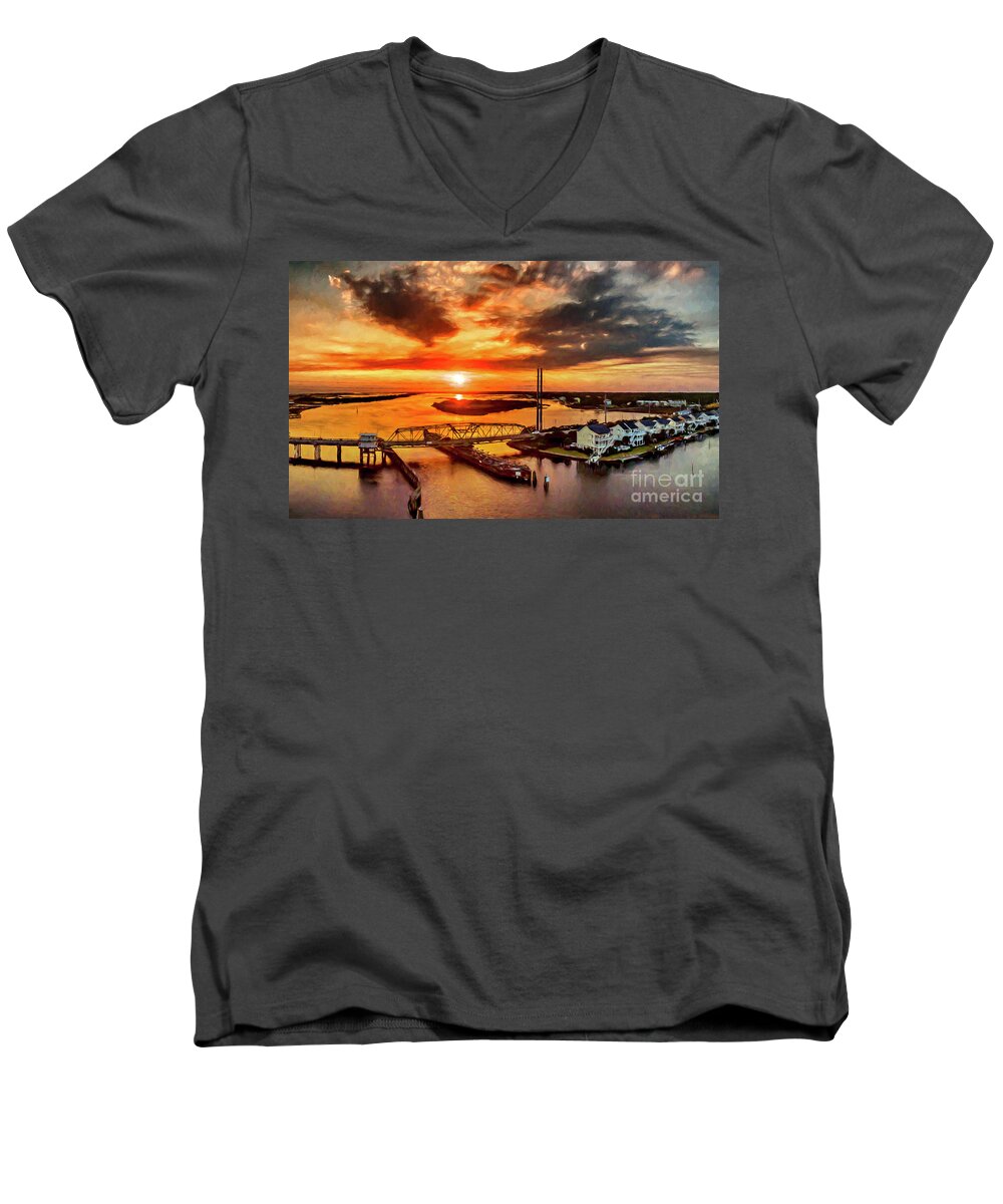 Sunset Men's V-Neck T-Shirt featuring the photograph Glory Days by DJA Images