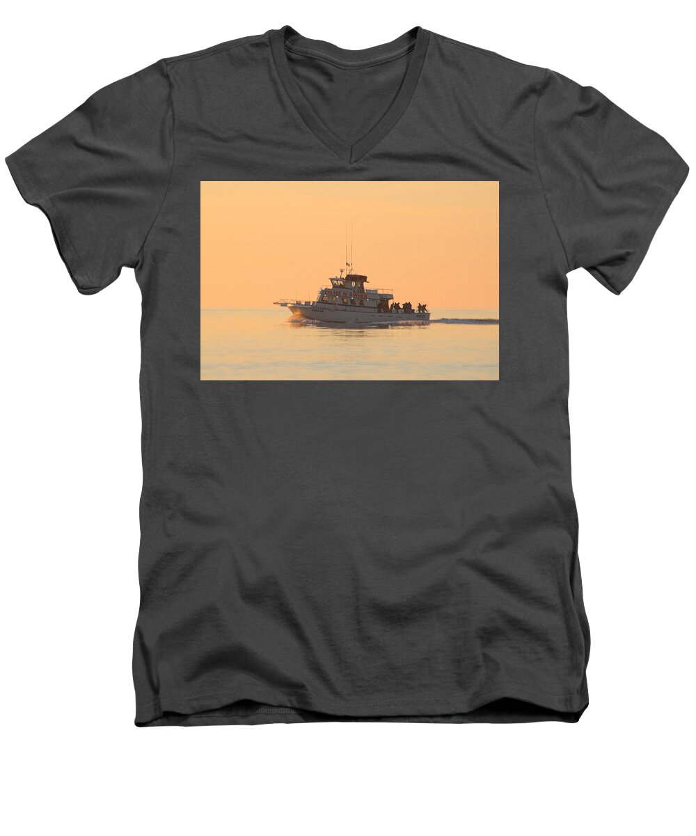 Angler Men's V-Neck T-Shirt featuring the photograph Going Fishing On The Angler by Robert Banach