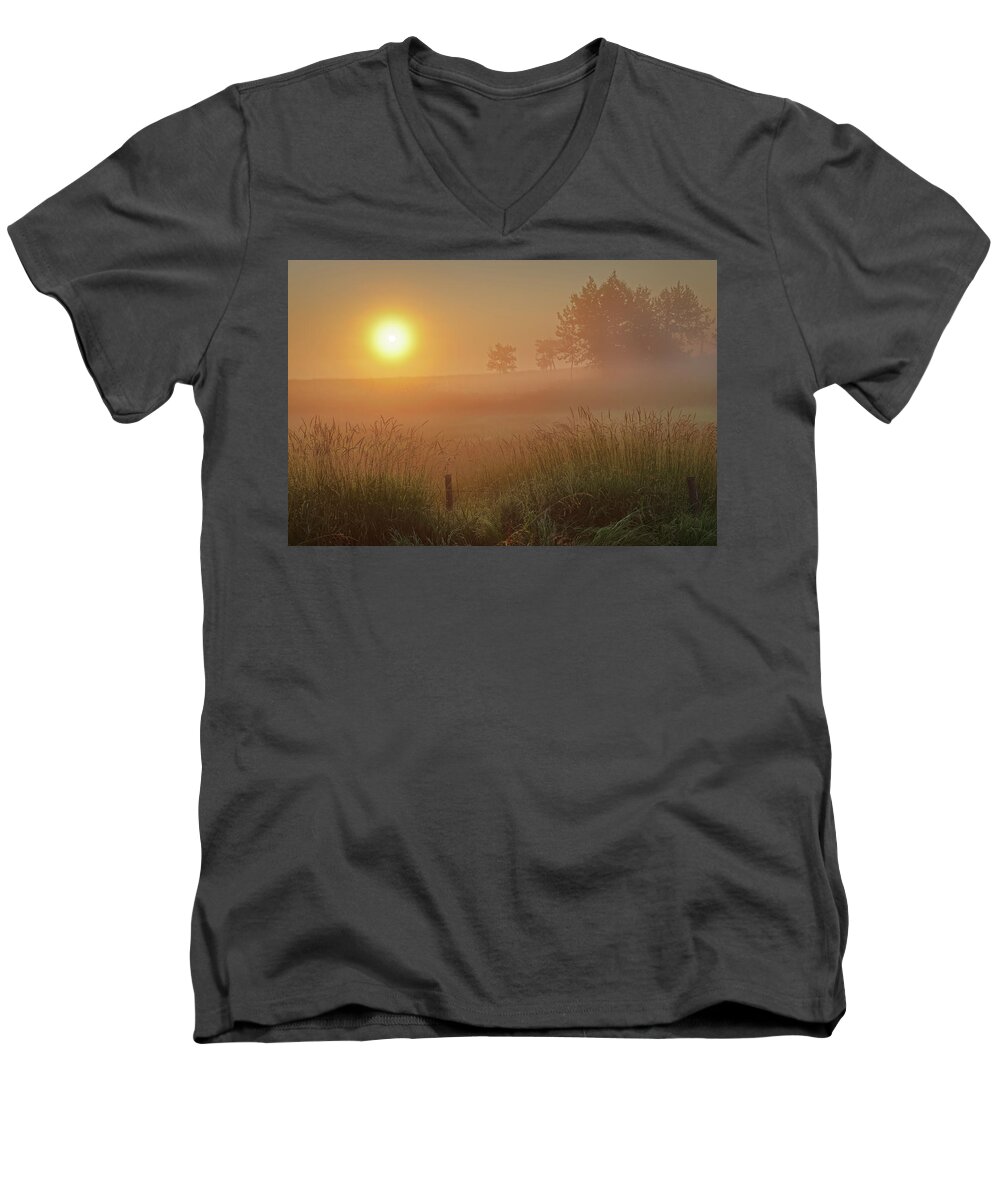 Summer Men's V-Neck T-Shirt featuring the photograph Golden Morning by Dan Jurak