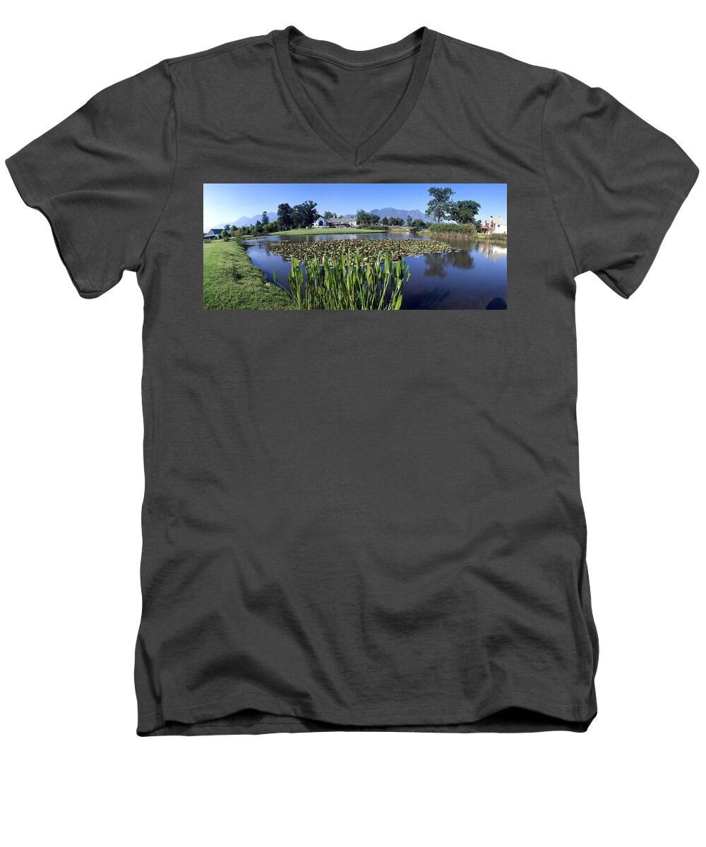 Estock Men's V-Neck T-Shirt featuring the digital art Golf Course And Country Club by Hp Huber