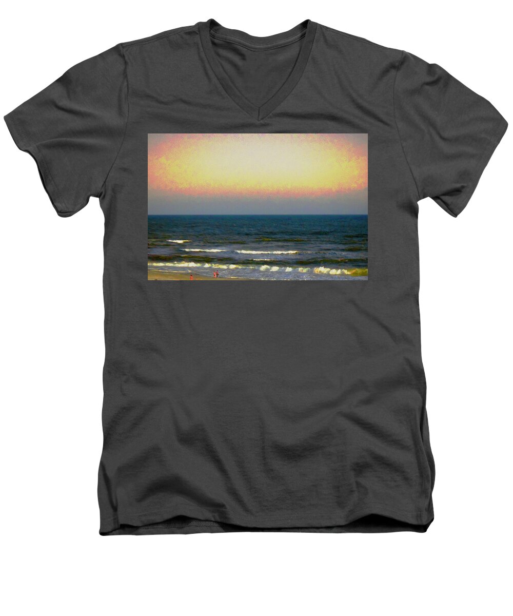Goodnight Sun Men's V-Neck T-Shirt featuring the photograph Good Night Sun by Debra Grace Addison