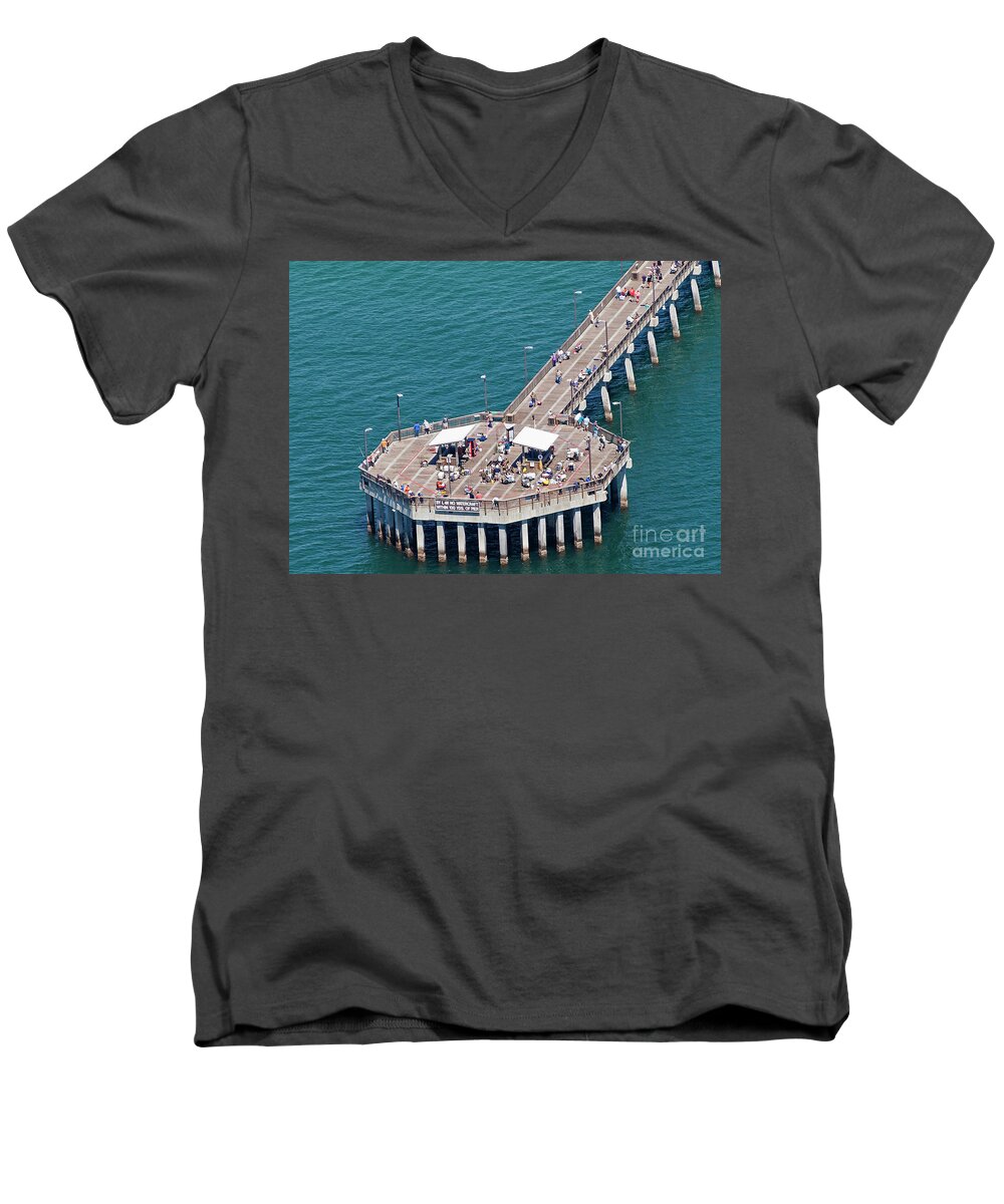 Gulf State Park Pier 7467 Men's V-Neck T-Shirt featuring the photograph Gulf State Park Pier 7467 by Gulf Coast Aerials -