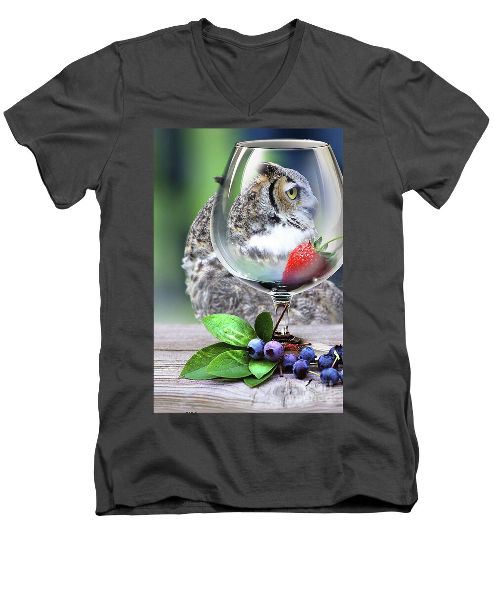 Owl Men's V-Neck T-Shirt featuring the photograph Happy Hour by Kathy Kelly