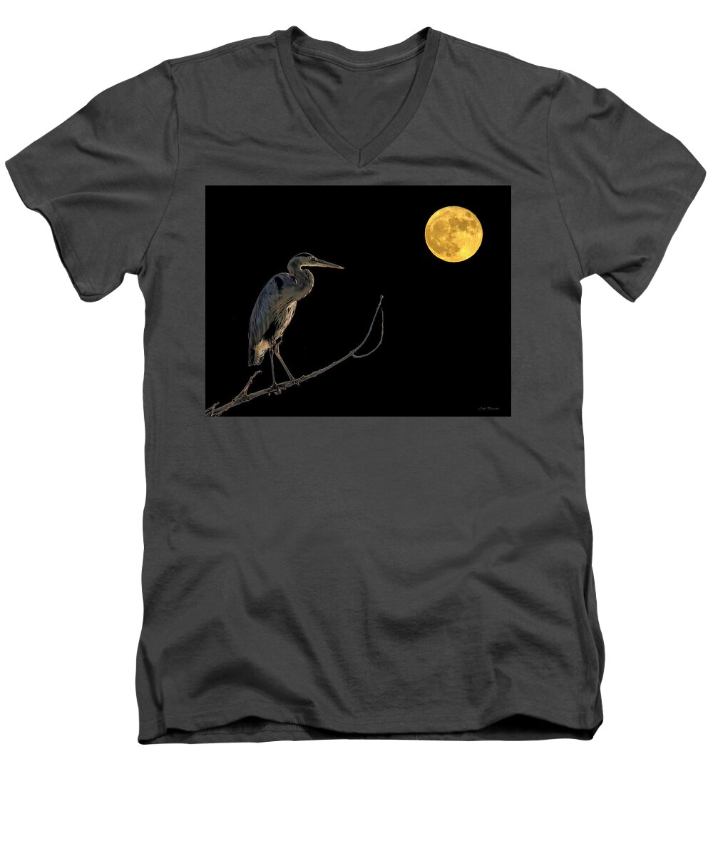 Moon Men's V-Neck T-Shirt featuring the photograph The Insomniac by Judi Dressler