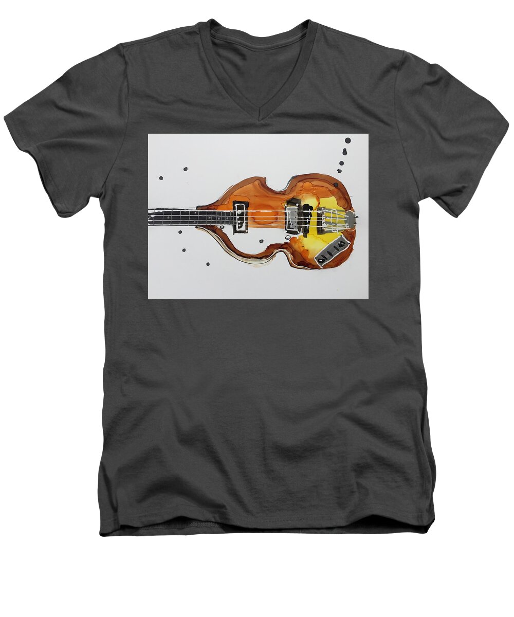 Abstract Men's V-Neck T-Shirt featuring the painting Hofner by Bonny Butler