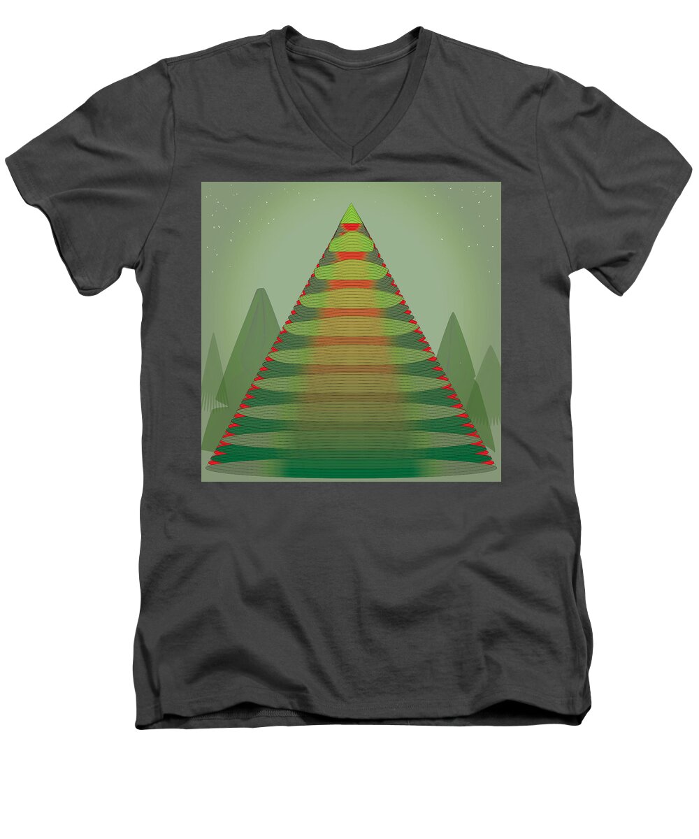 Tree Men's V-Neck T-Shirt featuring the digital art HoloTree by Kevin McLaughlin