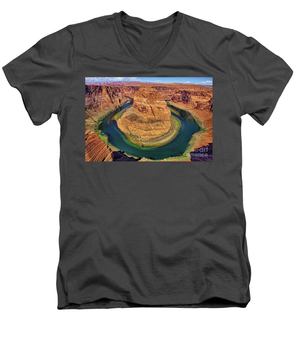 Arizona Men's V-Neck T-Shirt featuring the photograph Horseshoe Bend by Alex Morales