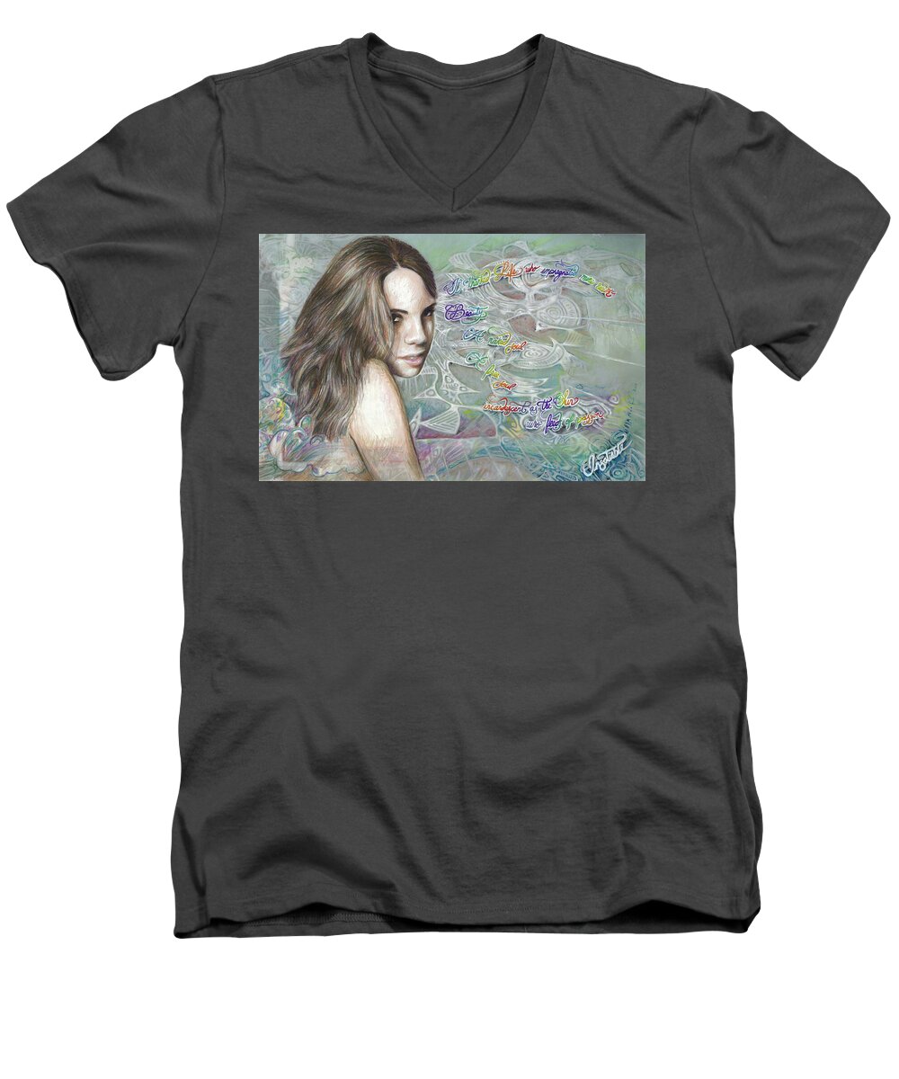 Portrait Men's V-Neck T-Shirt featuring the painting Insatiable by Jeremy Robinson