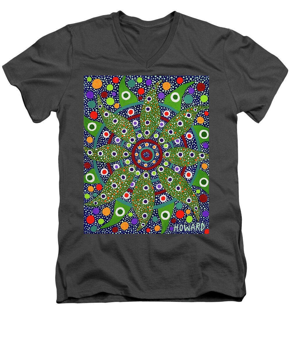 Shamanism Men's V-Neck T-Shirt featuring the painting Inside the Plant Cell Number 2 by Howard G Charing