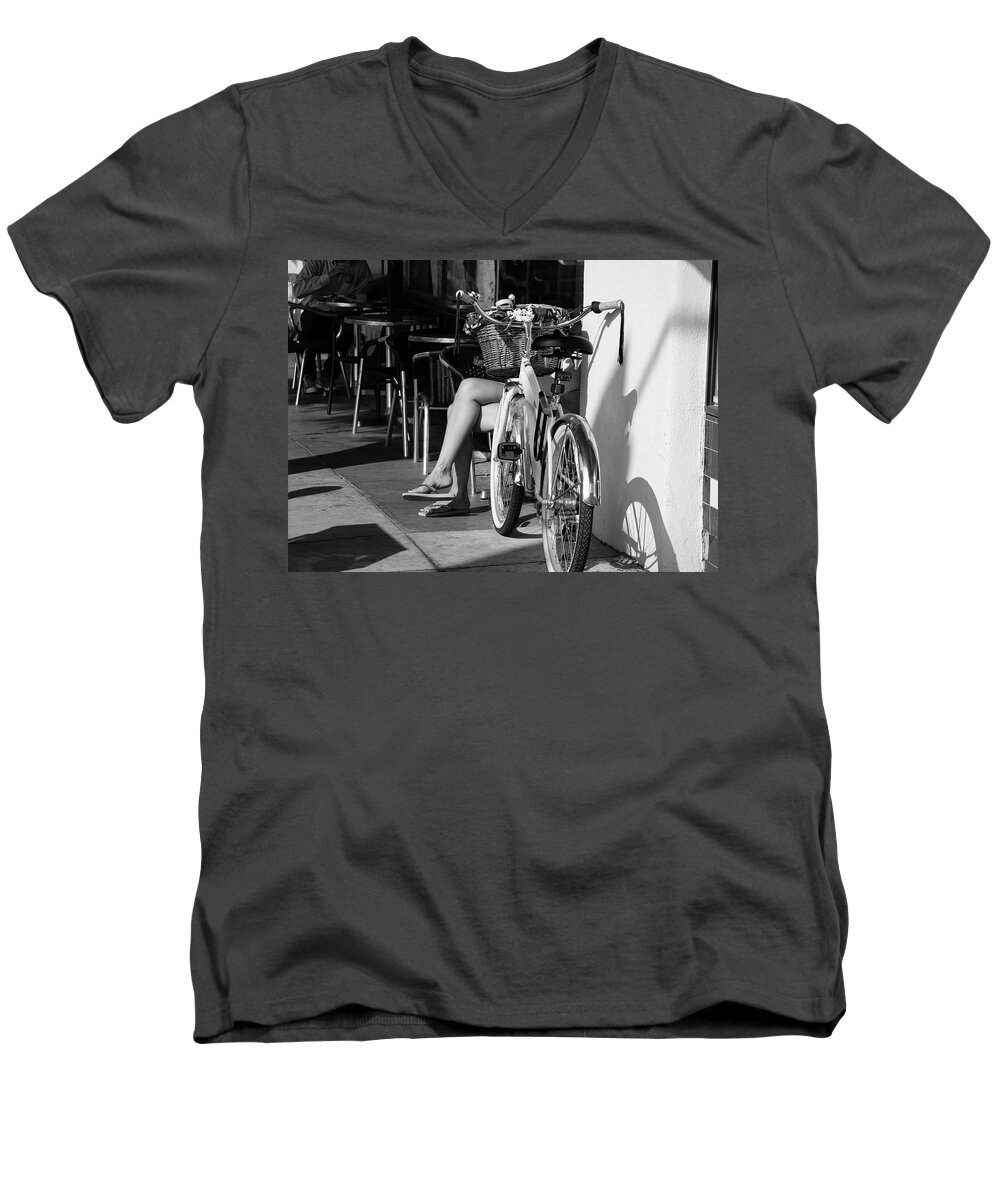 People Female Men's V-Neck T-Shirt featuring the photograph Leg Power - B and W by Gene Parks