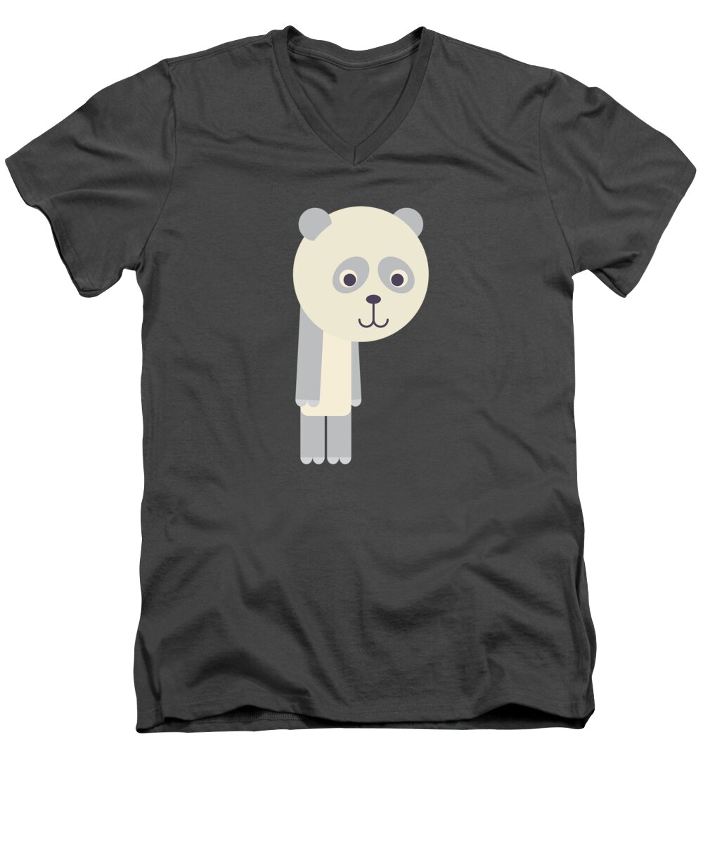 Animal Alphabet Men's V-Neck T-Shirt featuring the digital art Letter P - Animal Alphabet - Panda Monogram by Jen Montgomery