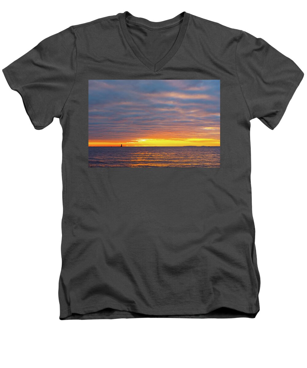 New Hampshire Men's V-Neck T-Shirt featuring the photograph Light On The Horizon by Jeff Sinon