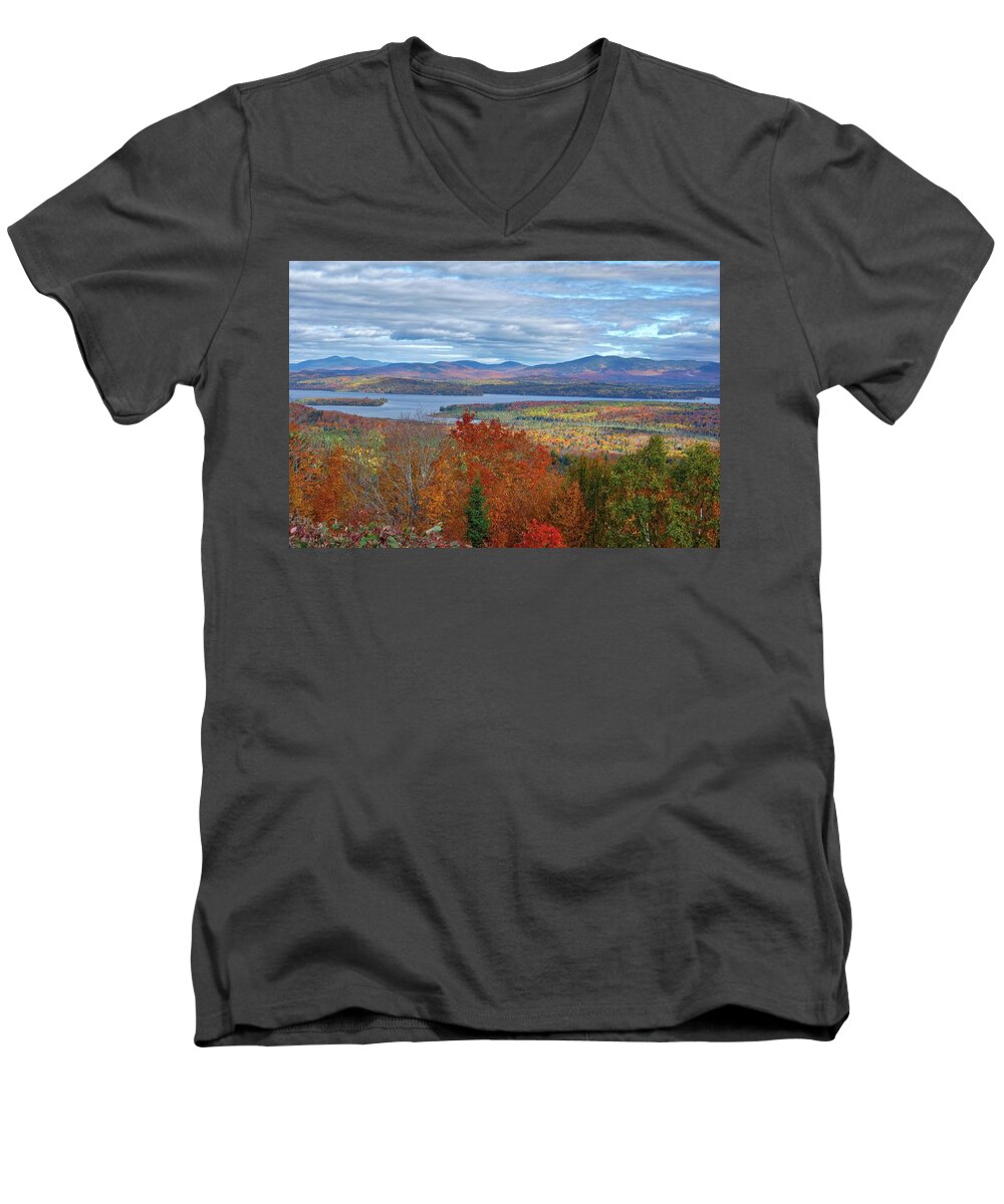 Autumn Men's V-Neck T-Shirt featuring the photograph Maine Fall Colors by Russel Considine