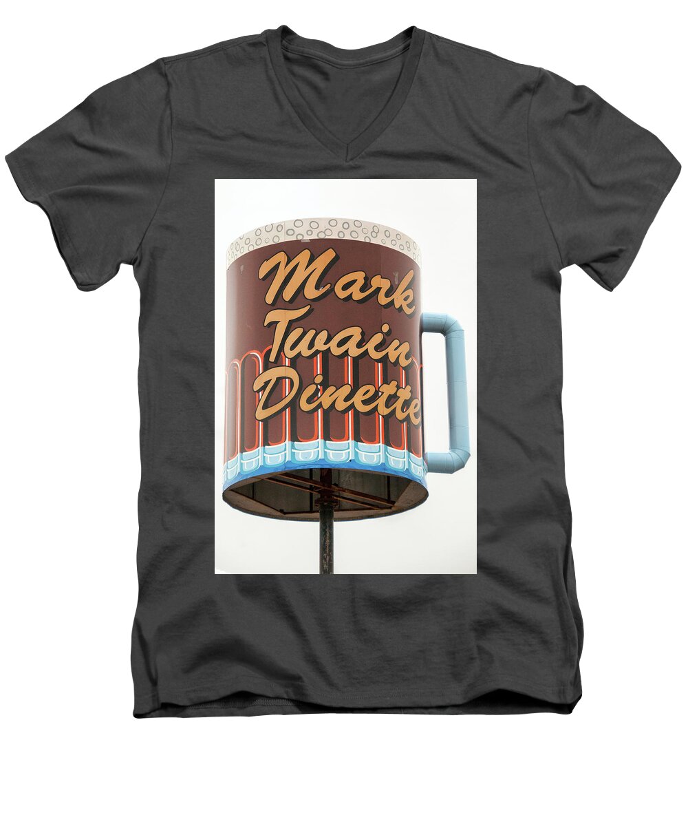Hannibal Men's V-Neck T-Shirt featuring the photograph Mark Twain Dinette by Steve Stuller