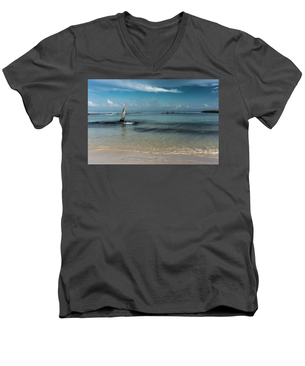 Skyline Men's V-Neck T-Shirt featuring the photograph Mayan shore 3 by Silvia Marcoschamer
