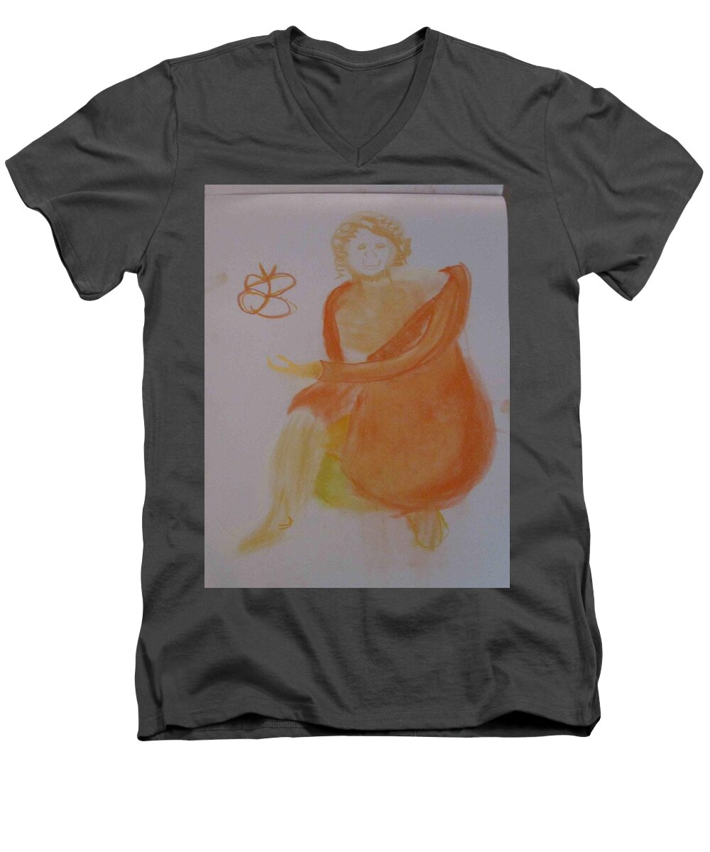  Men's V-Neck T-Shirt featuring the drawing model named Helene three by AJ Brown