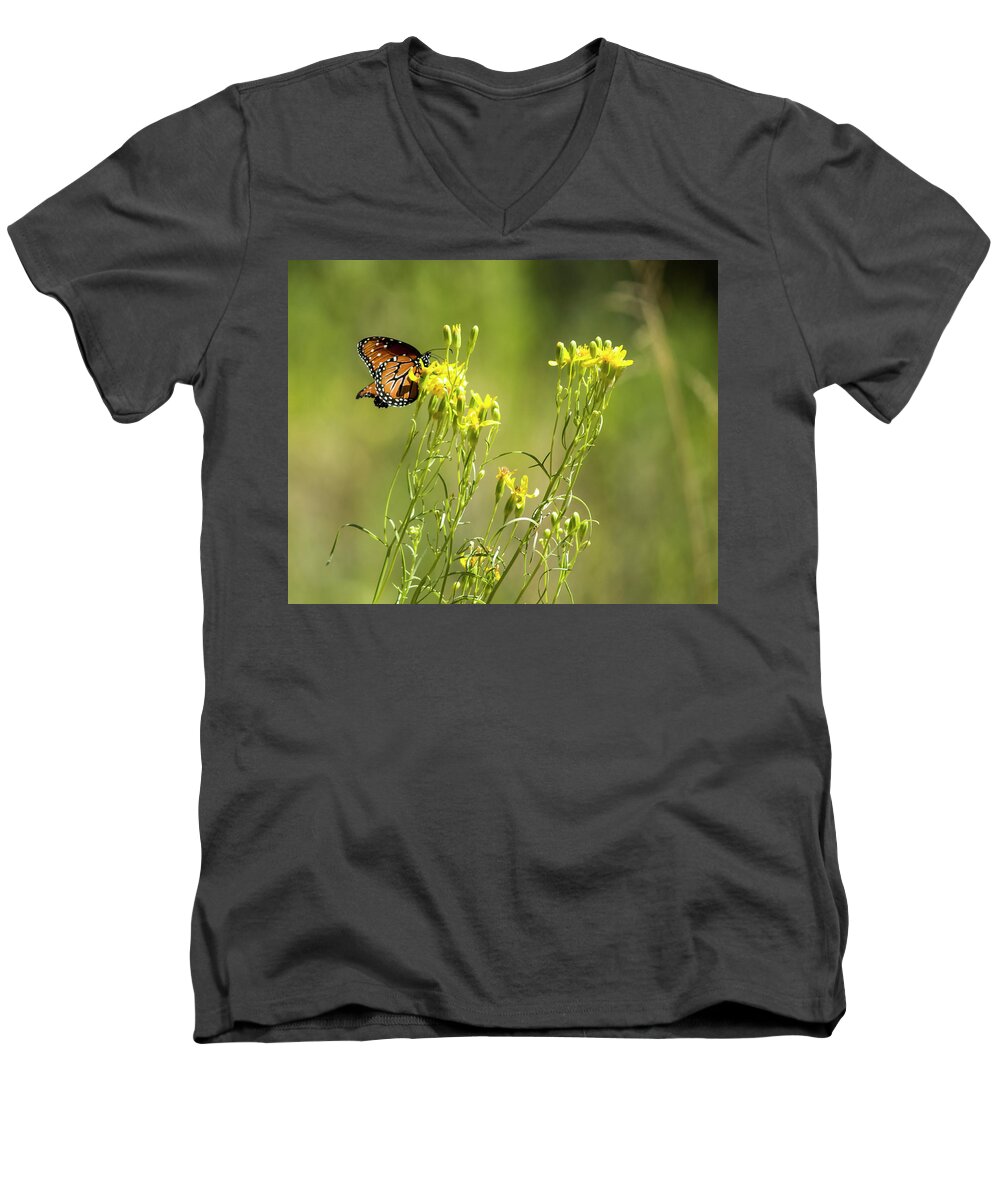 Monarch Men's V-Neck T-Shirt featuring the photograph Monarch at Calf Creek by Jonathan Thompson