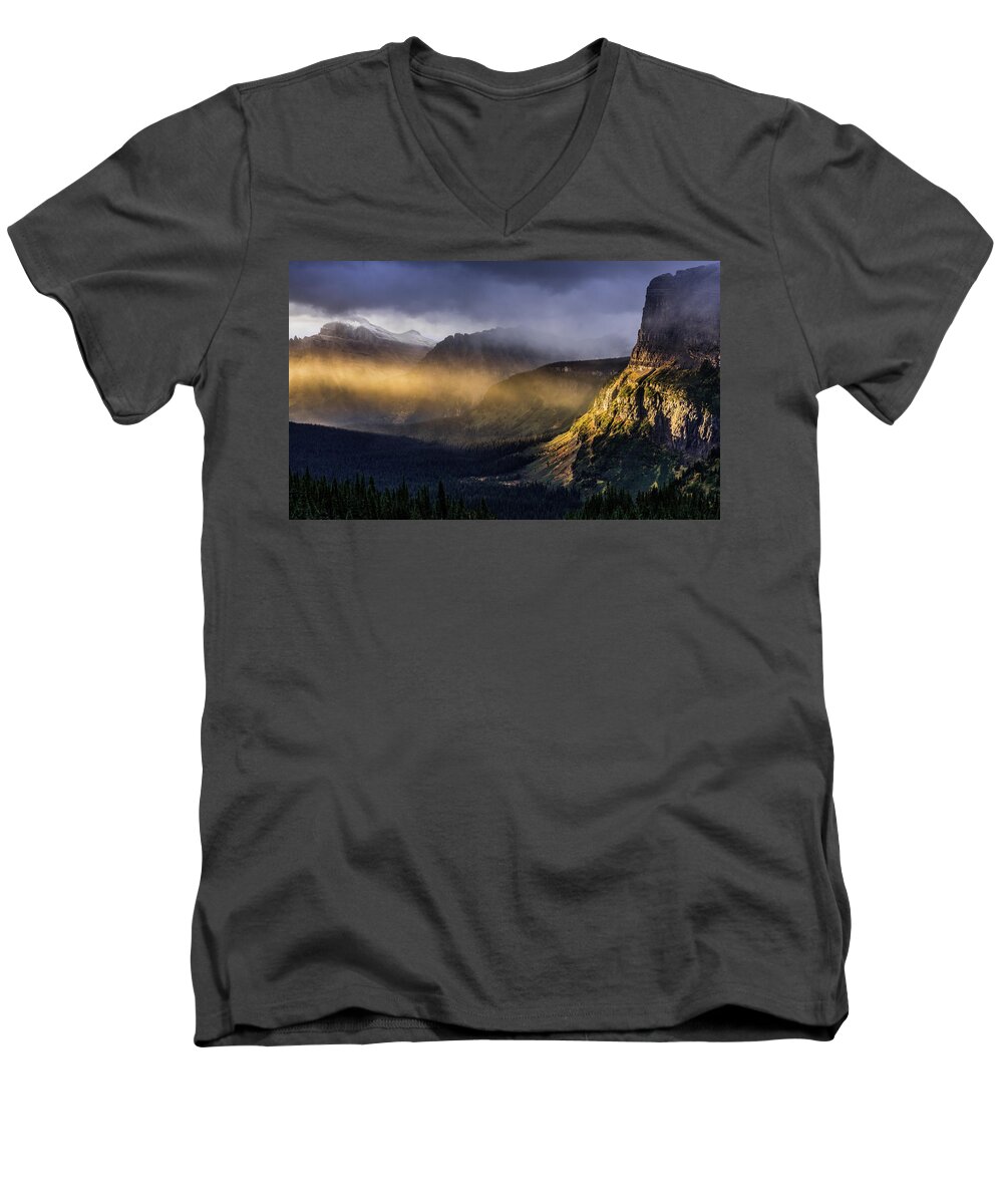 Sunlight Men's V-Neck T-Shirt featuring the photograph Montana Morning by Gary Migues