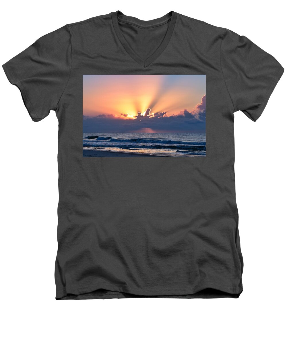 Sunrise Men's V-Neck T-Shirt featuring the photograph Morning Has Broken by Mary Ann Artz