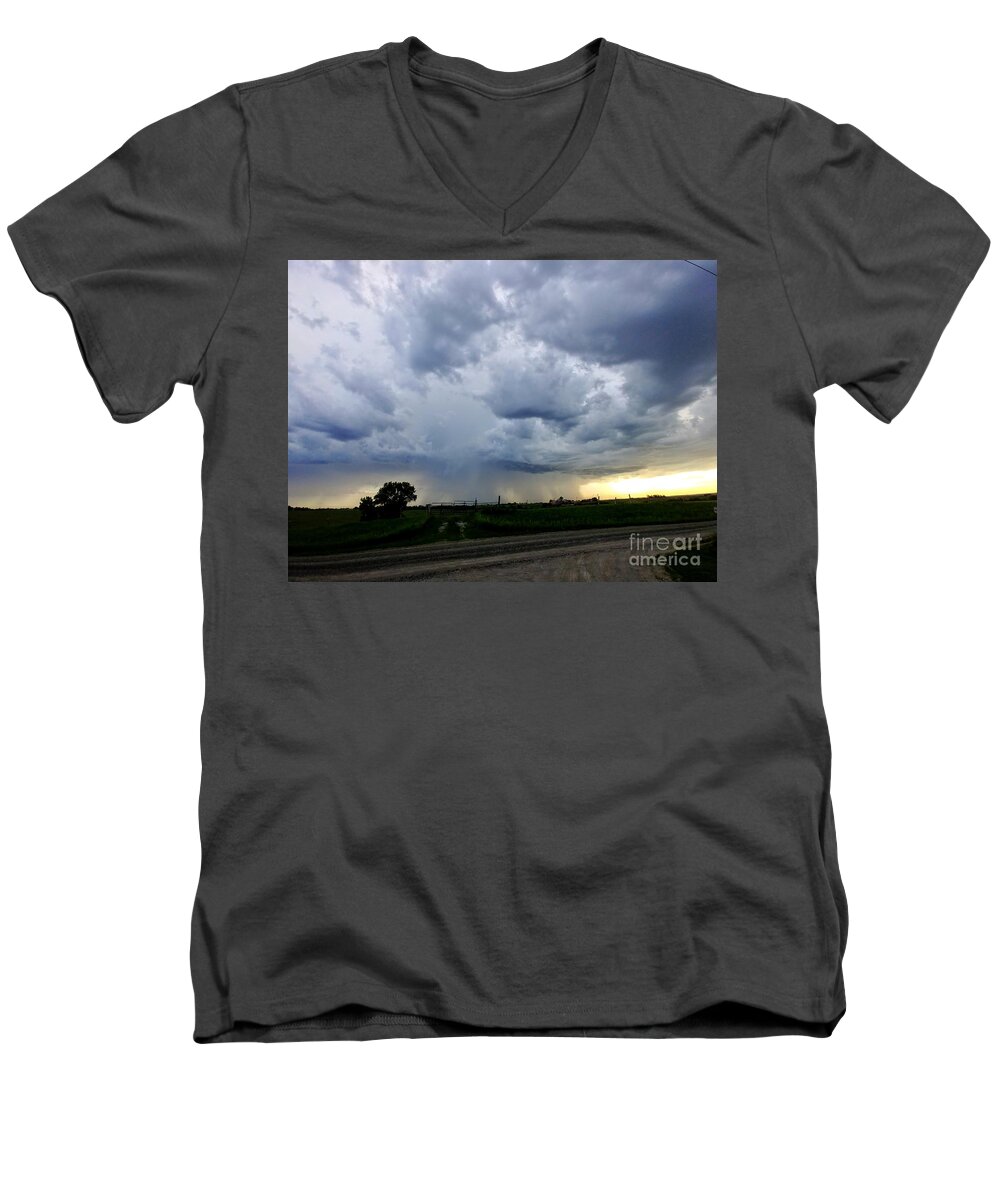 Weather Men's V-Neck T-Shirt featuring the photograph Morning Storm by J L Zarek
