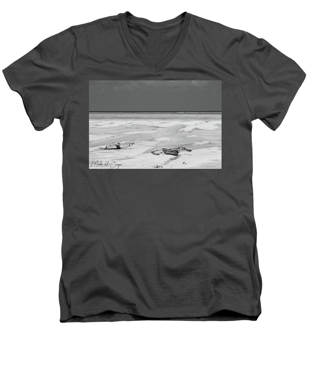 Beach Men's V-Neck T-Shirt featuring the photograph Mosquitos BW by Mache Del Campo