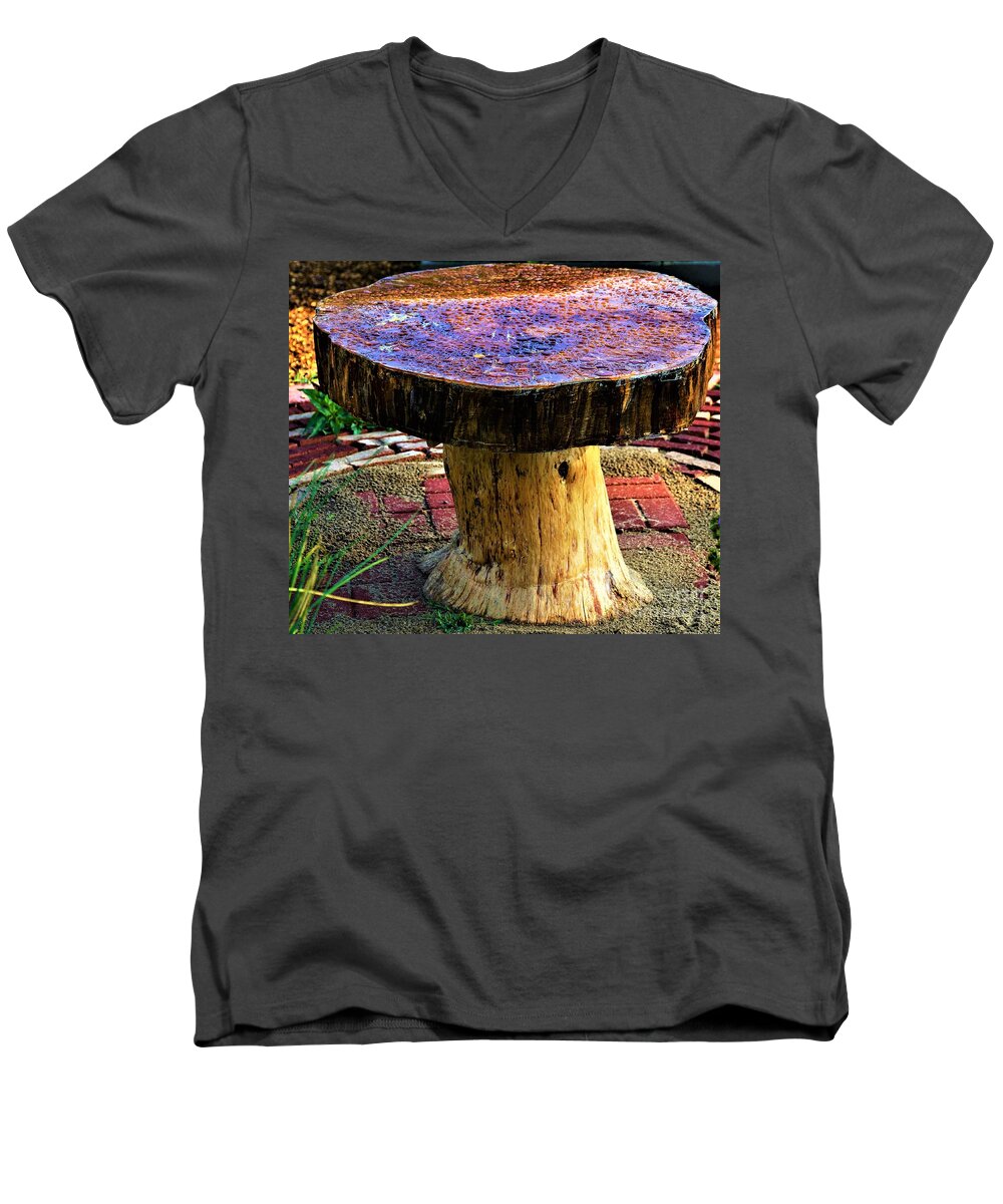 Table Men's V-Neck T-Shirt featuring the photograph Mushroom Table by Merle Grenz
