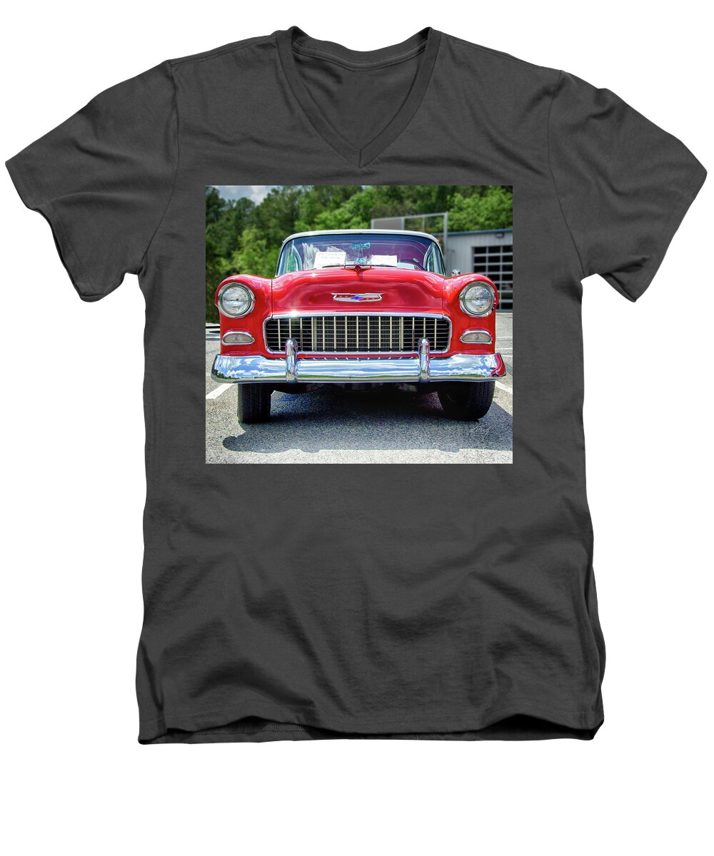 Chevy Men's V-Neck T-Shirt featuring the photograph My-oh-My a 55 by Michael Frank
