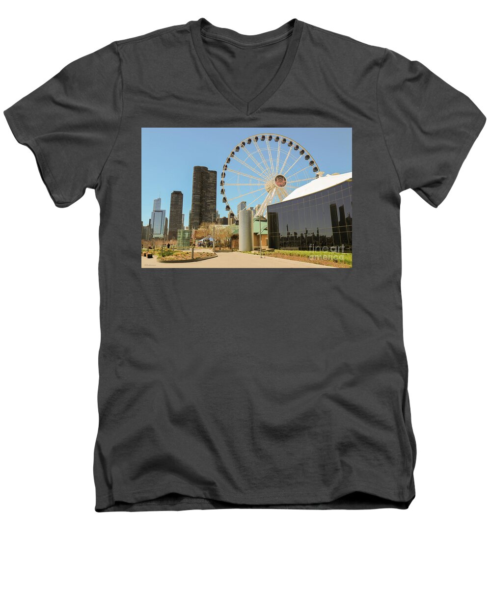 Navy Pier Men's V-Neck T-Shirt featuring the photograph Navy Pier Chicago by Veronica Batterson
