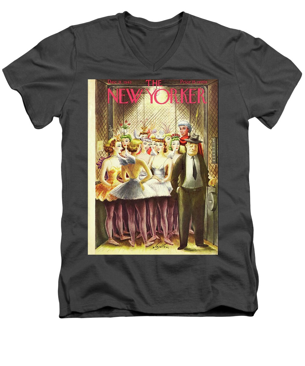 Actress Men's V-Neck T-Shirt featuring the painting New Yorker December 11 1943 by Constantin Alajalov