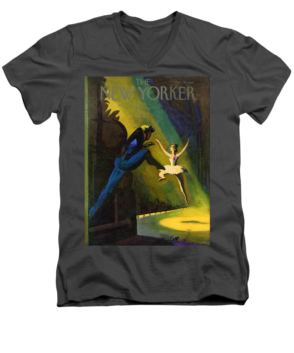 Concert Men's V-Neck T-Shirt featuring the painting New Yorker November 3, 1951 by Arthur Getz