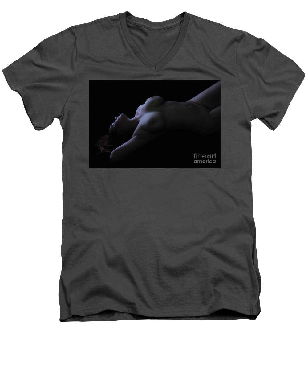 Girl Men's V-Neck T-Shirt featuring the photograph Night Moon by Robert WK Clark