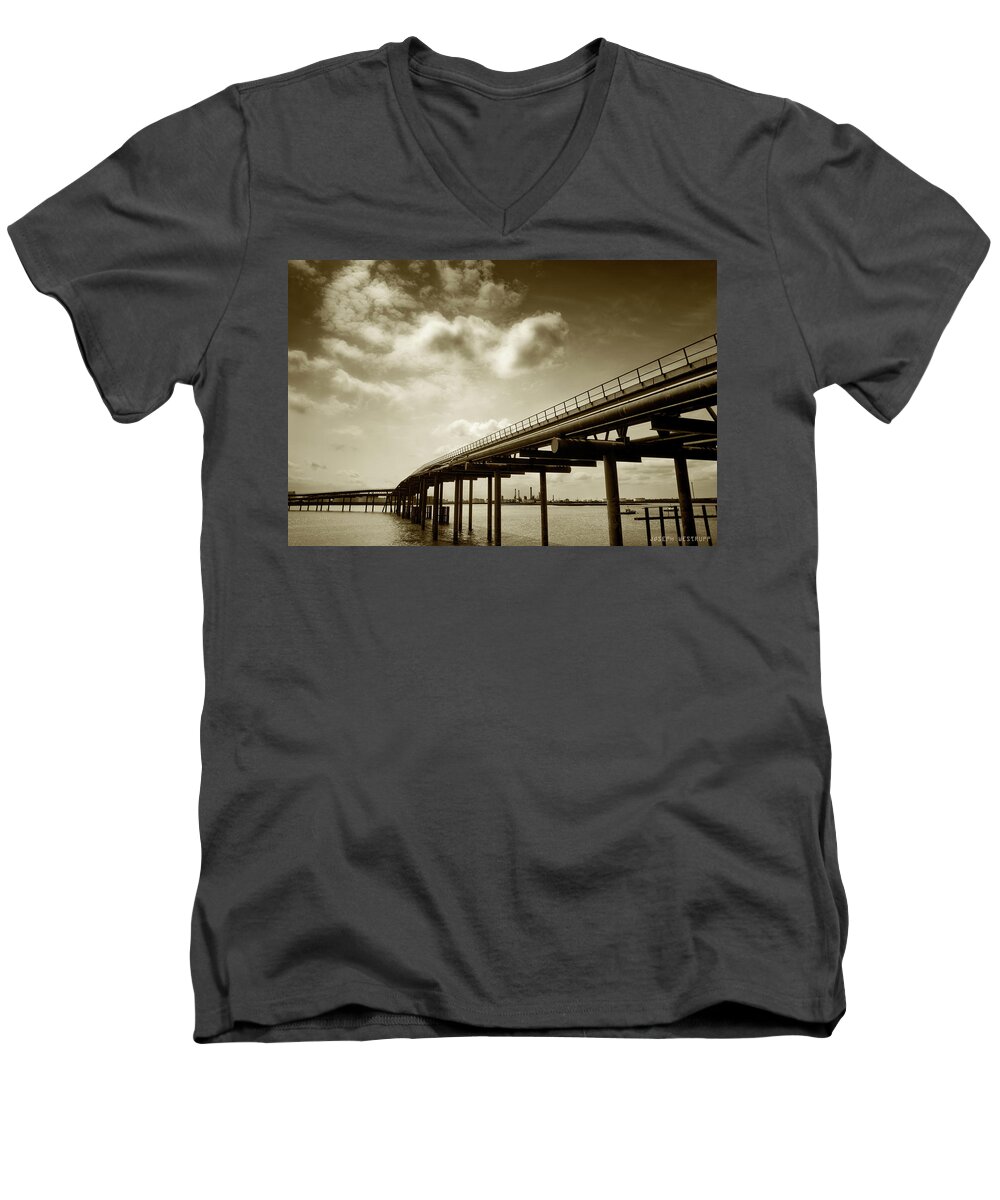 Thames Men's V-Neck T-Shirt featuring the photograph Oil Bridge II by Joseph Westrupp