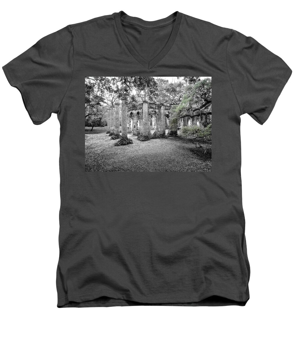 Ruins Men's V-Neck T-Shirt featuring the photograph Old Sheldon Ruins by Scott Hansen