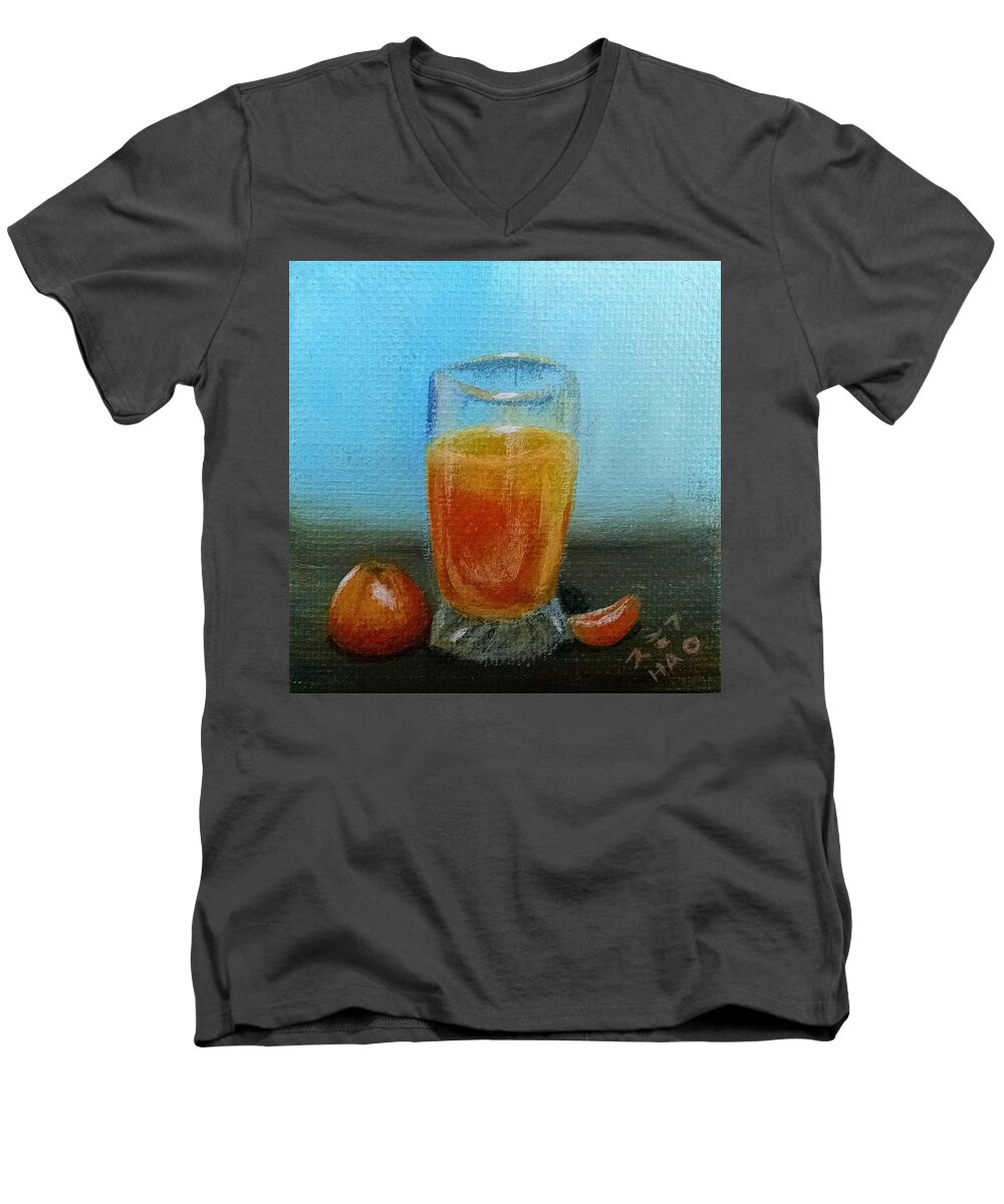 Orange Juice Men's V-Neck T-Shirt featuring the painting Orange Juice by Helian Cornwell