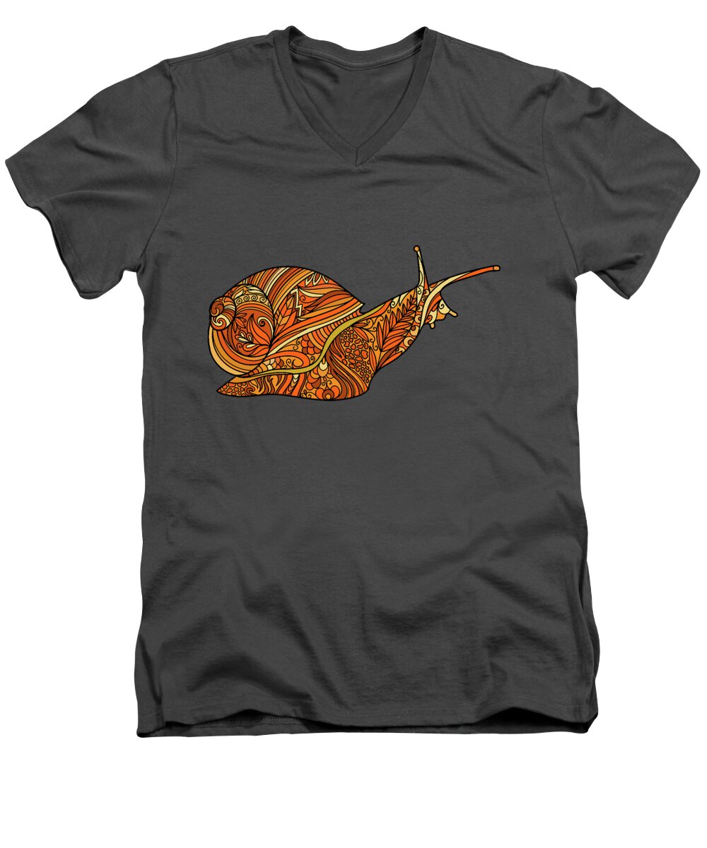 Snail Men's V-Neck T-Shirt featuring the digital art Orange Snail by Portraits By NC