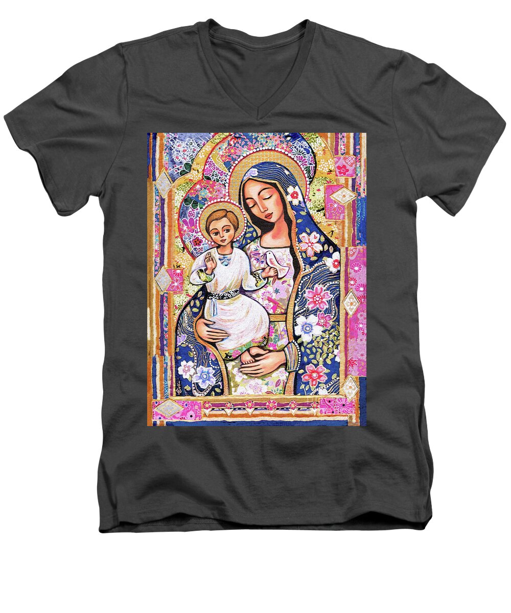 Mother And Child Men's V-Neck T-Shirt featuring the painting Panagia Eleousa by Eva Campbell